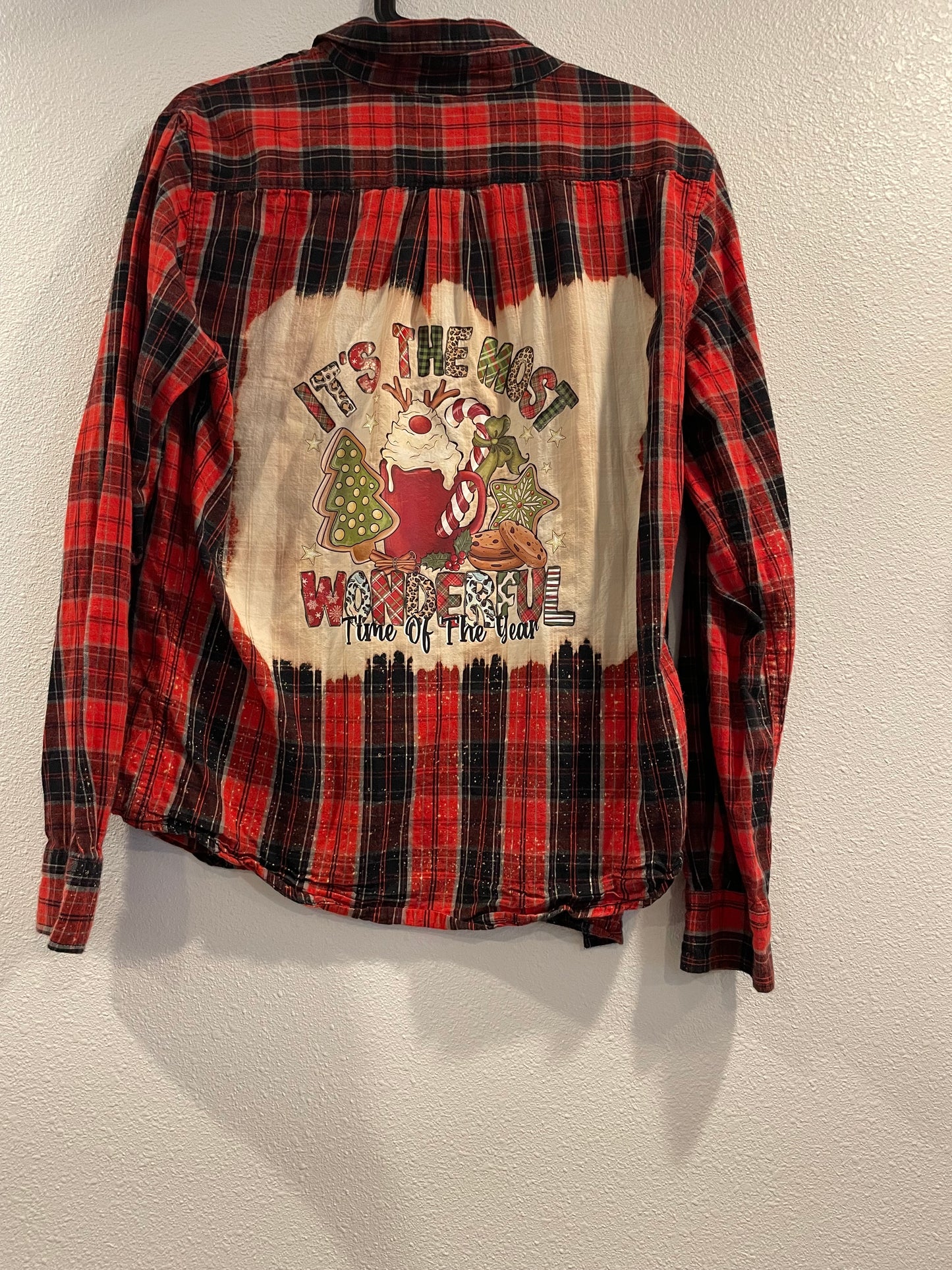 Medium Upcycled Flannel- Most Wonderful Time