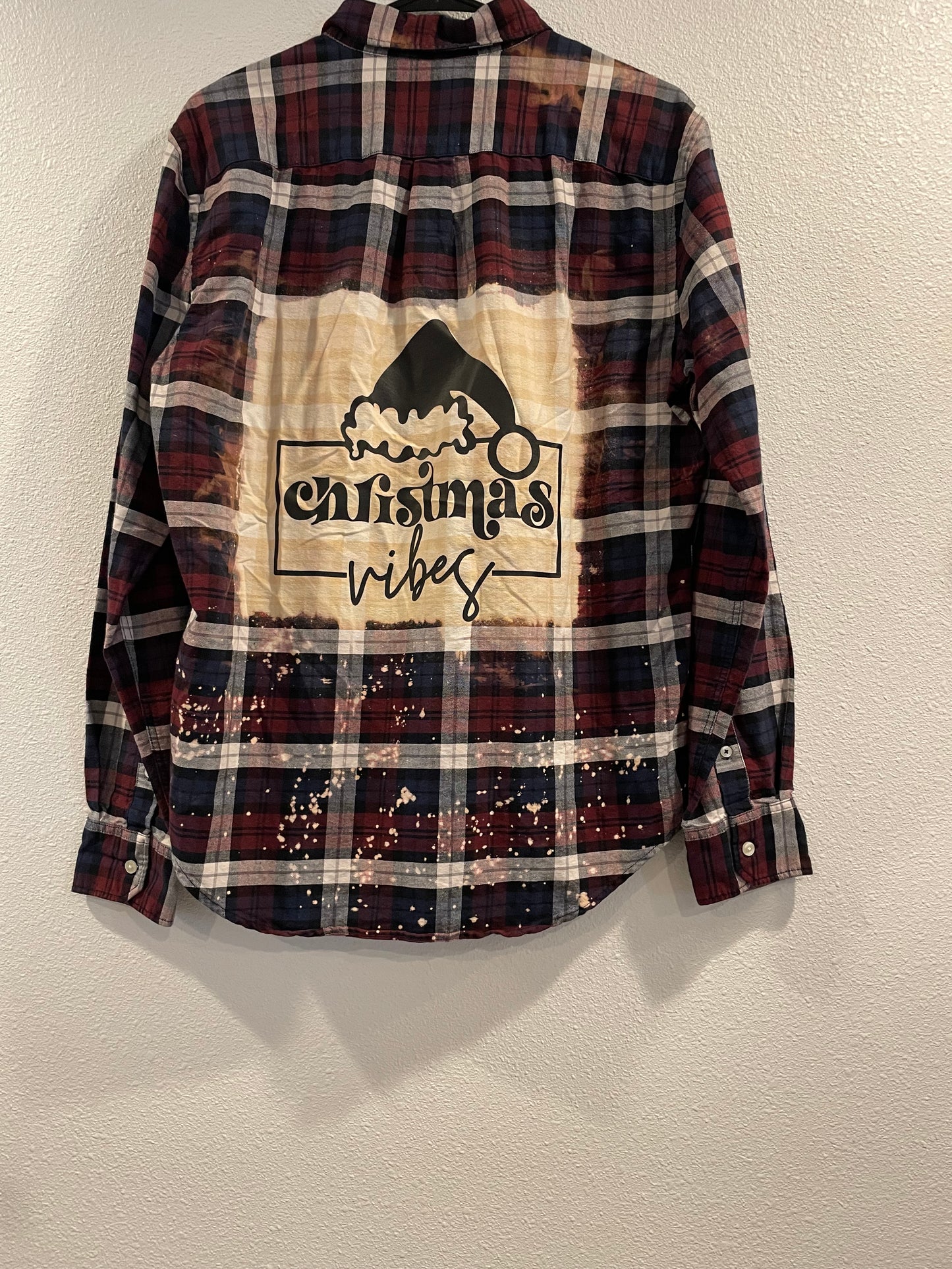 Medium Upcycled Flannel- Christmas Vibes