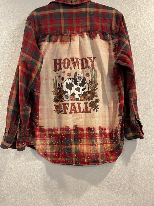 Medium Upcycled Flannel- Howdy Fall