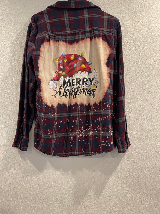 Medium Upcycled Flannel- Santa Hat