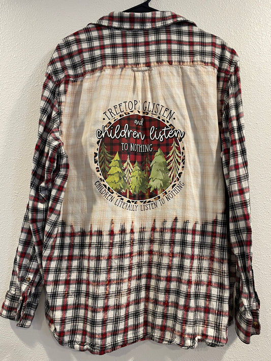 XL Upcycled Flannel- Tree Tops Glisten