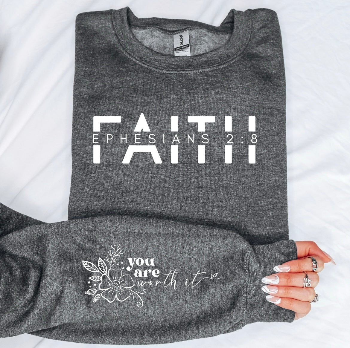 Faith transfer WHITE w/ Sleeve Print