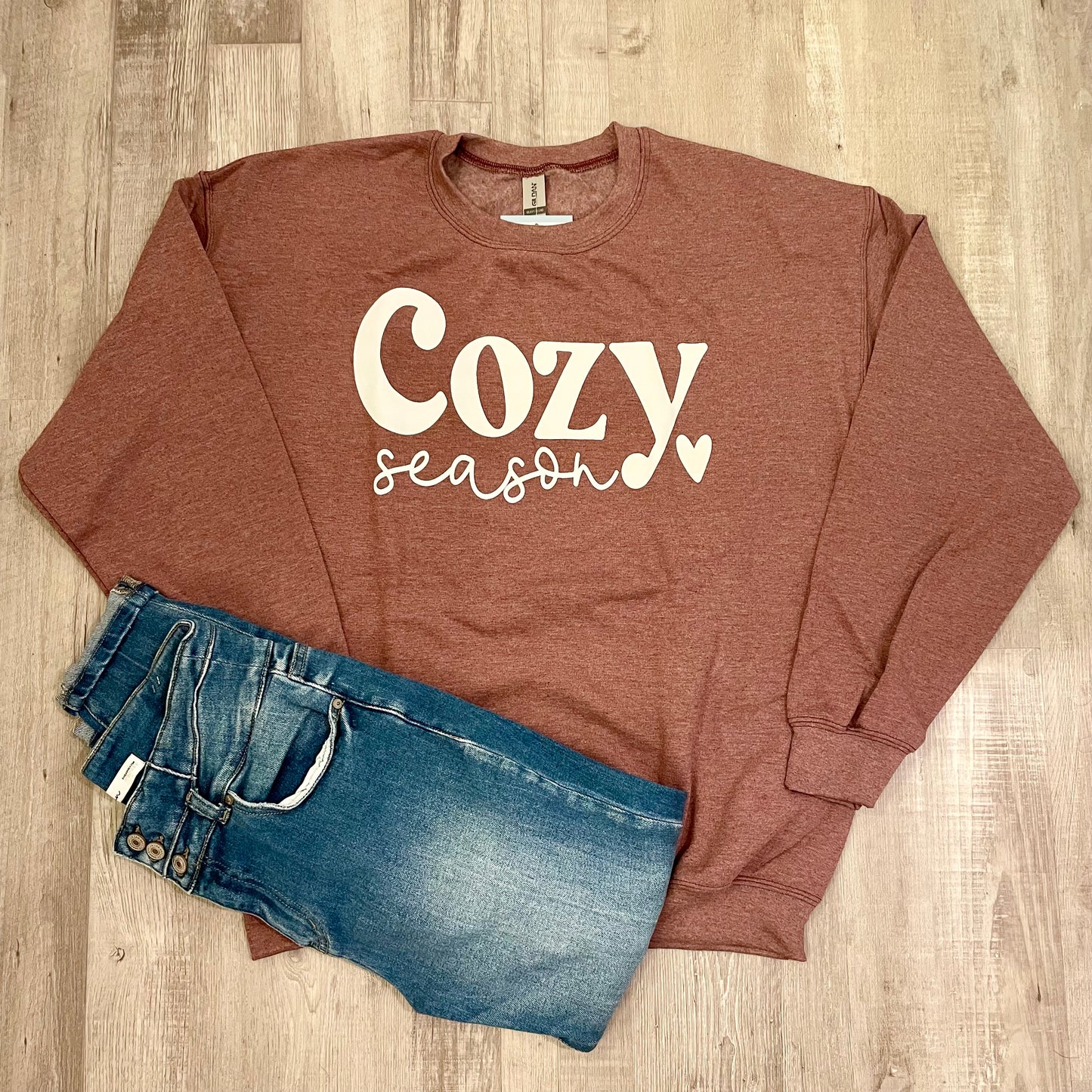 Cozy Season on Heather Scarlette Red Crew