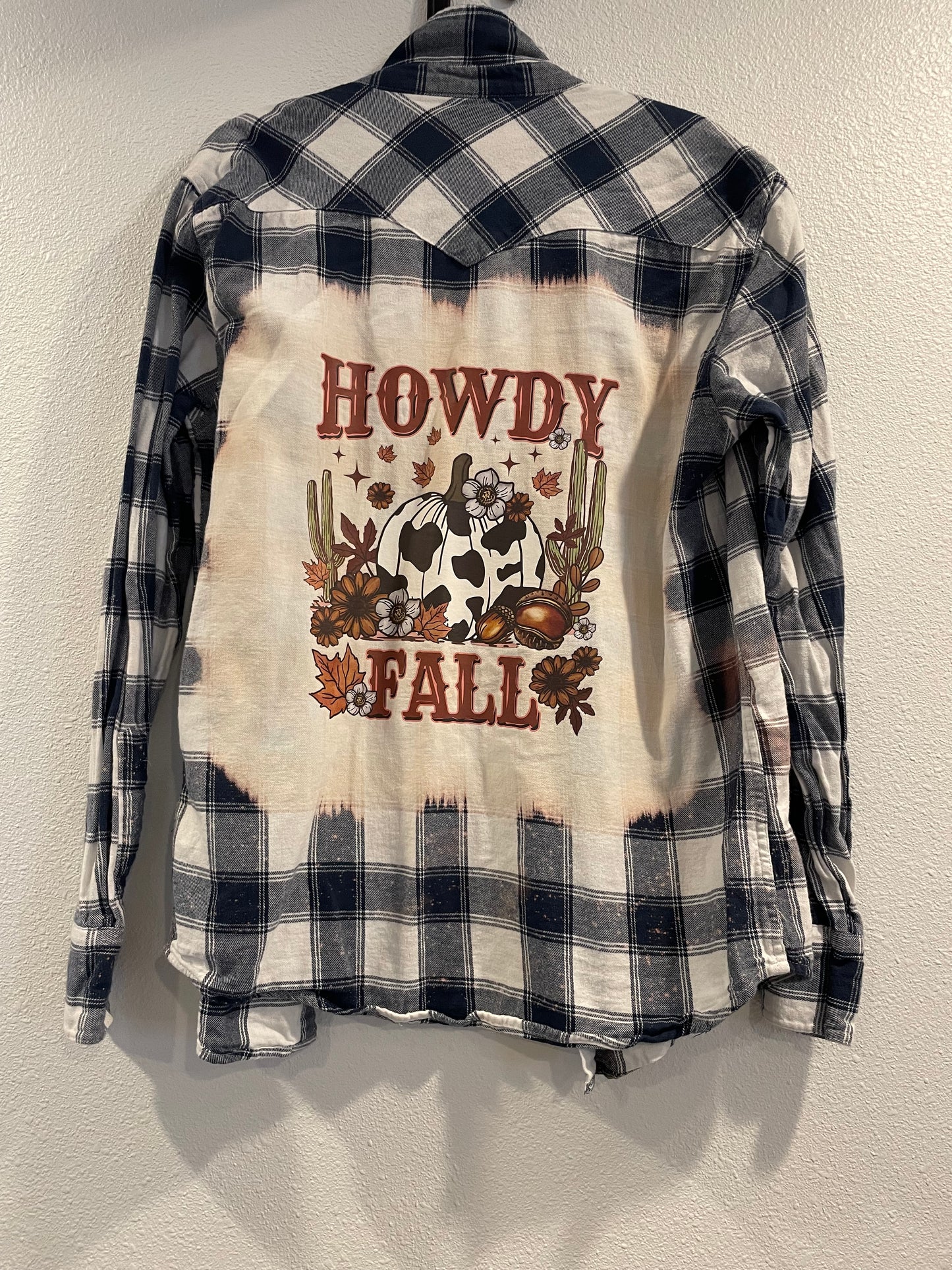 Medium Upcycled Flannel- Howdy Fall