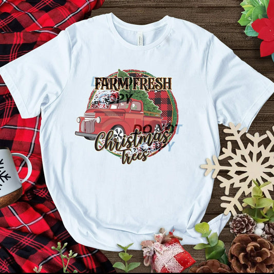 Farm Fresh Christmas Tree Truck transfer MATTE CLEAR FILM