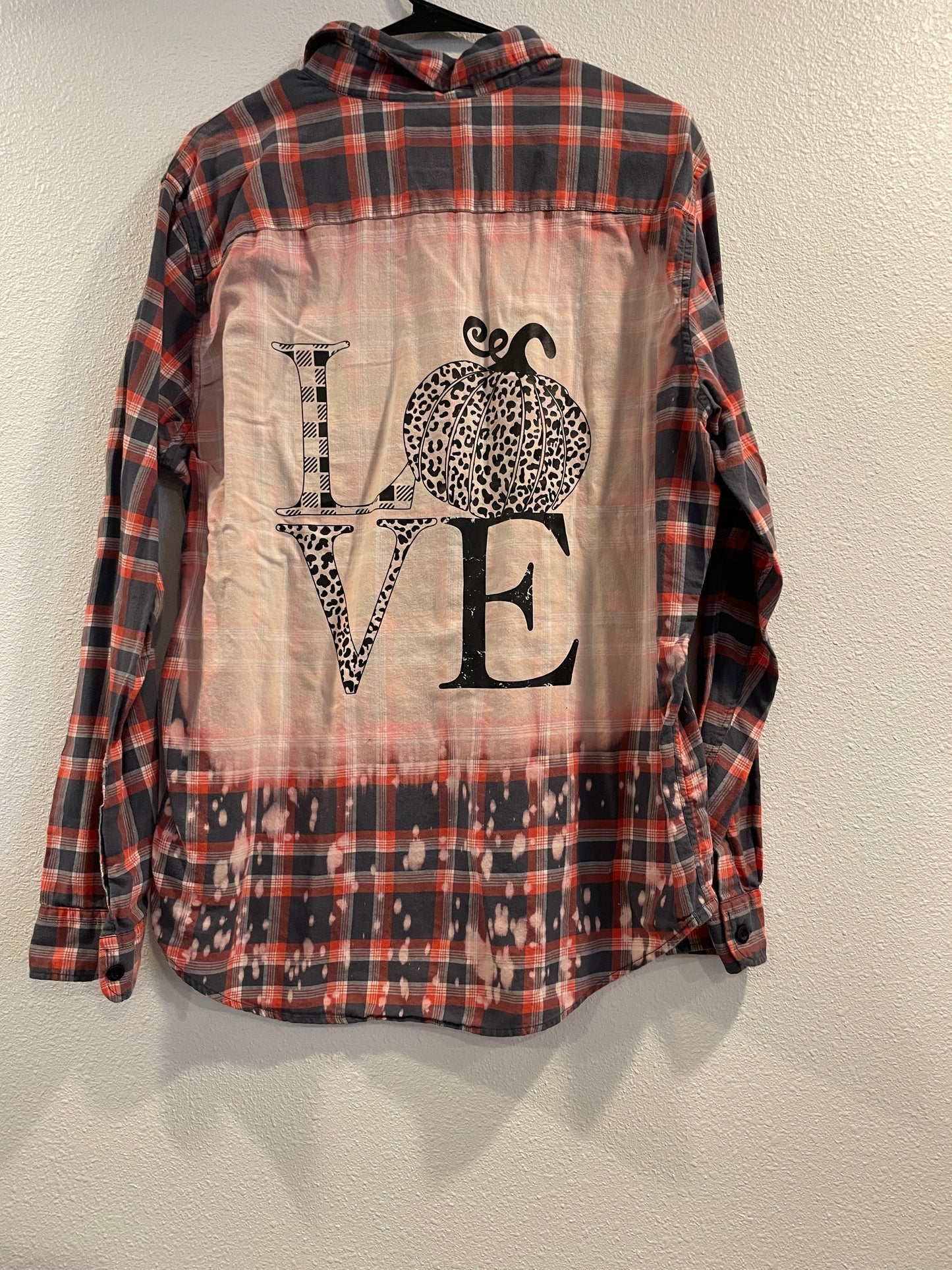 Large Upcycled Flannel- Pumpkin Love