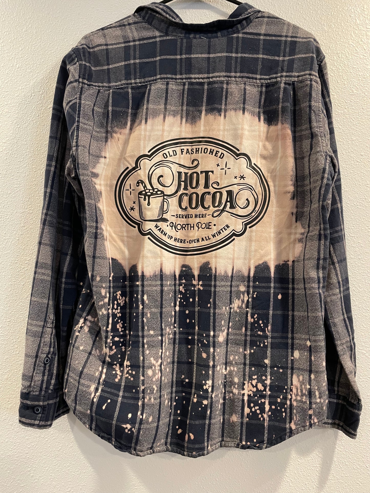 Large Upcycled Flannel- Hot Cocoa