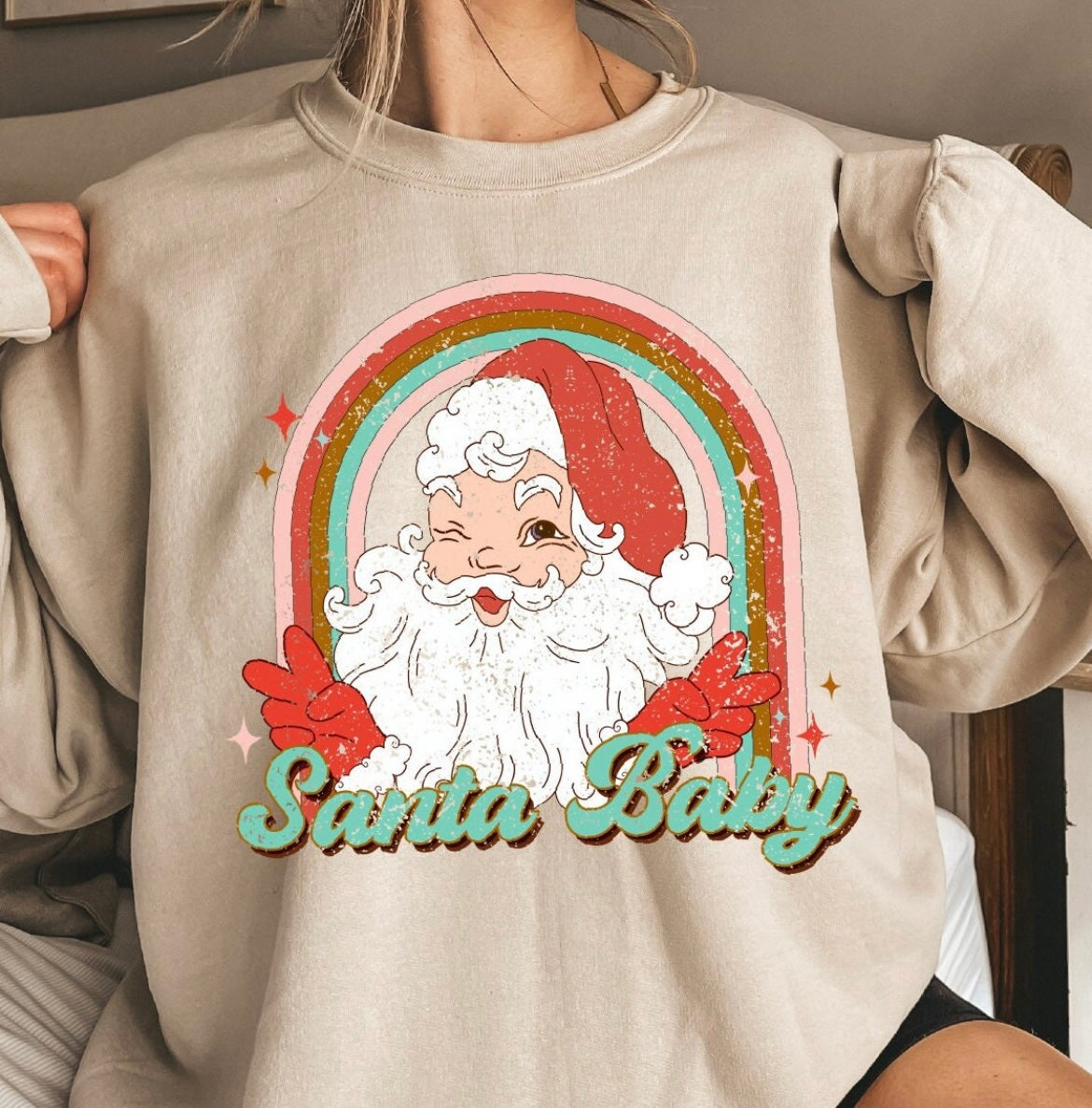 Santa Baby GLITTER transfer MATTE CLEAR FILM