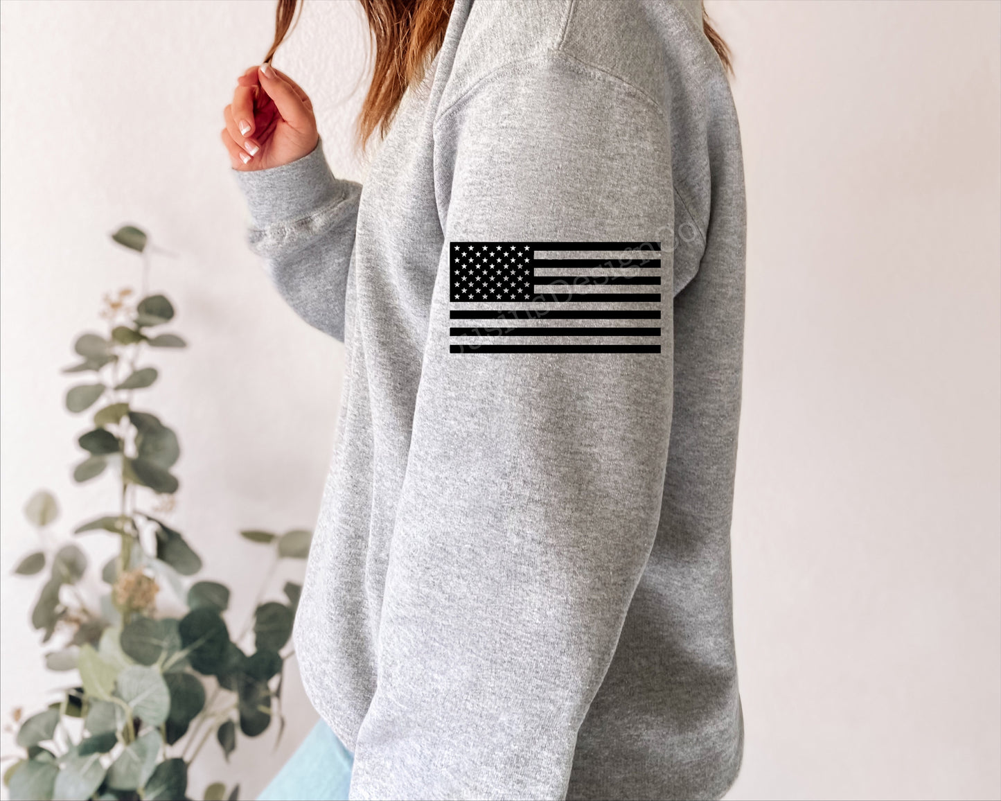 American Flag SLEEVE SIZE transfer BLACK